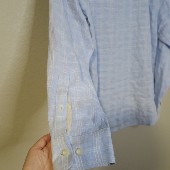 Tommy Bahama Ventana Plaid Linen Shirt Button Down Lagenlook Resort Cruise Large - Picture 9 of 11